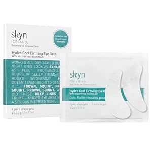 skyn ICELAND Hydro Cool Firming Under Eye Patches, Instant Cooling for Puffy, Tired Eyes with Peptides and Coenzyme Q10, 10 Minute Treatment, Vegan, All Skin Types, 4 Pairs
