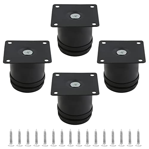 Qjaiune Adjustable Furniture Legs 2 Inch / 50Mm Sofa Legs Set Of 4, 2 Inch Dia Round Stainless Steel Metal Cabinet Feet Couch Foot Replacement For Chair Dresser & Coffee Table Diy (Black) #TOP1
