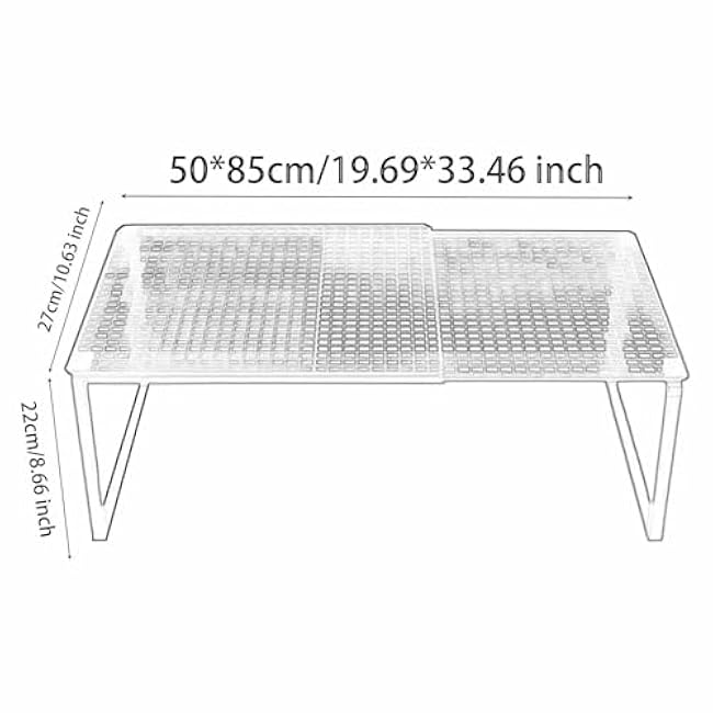 Expandable Cabinet Storage Shelf Organizer Rack Nonslip Kitchen Reusable Adjustable Stand Riser for Books Bathroom Plates, White 50 to 85cm