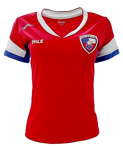 Chile New Arza Women Jersey Red Slim Fit with V Neck 100% Polyester (Small)