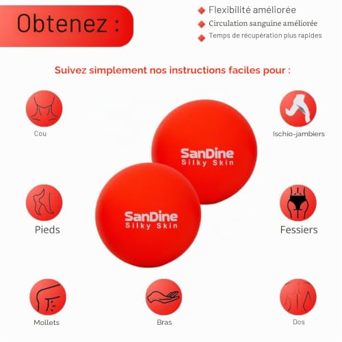 Sandine - Boules de massage Lacrosse pour un massage profond des tissus, soulage la tension et la douleur musculaires, améliore la flexibilité, idéal pour la thérapie myofasciale des points de – vue 5