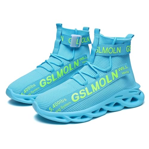 Image of Jakcuz Men's High Top Sneakers Plus Size Breathable Gym Athletic Running Walking Tennis Comfortable Fashion Platform Shoes