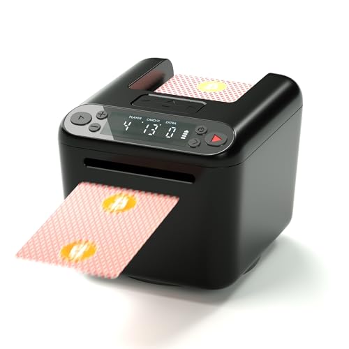 VQP Automatic Card Dealer, 360° Rotating Card Dealer Machine for UNO Casino Games 3 Decks Card Dealer, Blackjack Table Poker Accessories, Rechargeable Automatic Card Dispenser for Playing Cards