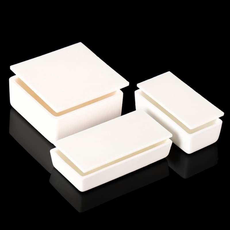 99% Alumina Square Crucible with Lid - High-Temperature Laboratory Beaker for Metal and Non-Metal Sample Analysis,1pcs(35ml(100x30x20mm))