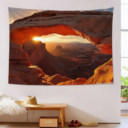 Tapiz de pared de paisaje desértico con diseño psicodélico para salones modernos