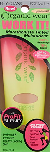 Physicians Formula Organic Wear 100% Natural Origin Work It Marathonista SPF 40 Tinted Moisturizer, Light/Medium, 1.2 Fluid Ounce