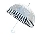 Totes Signature Clear Bubble Umbrella w/ Crook Handle (Black & White)