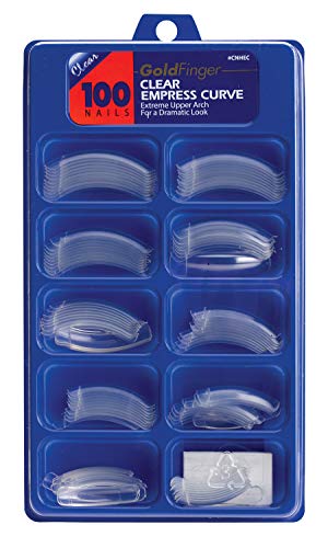 Alltop100Pcs Salon Long Empress Curve False Nail Tips Gold Finger (Clear) #TOP22