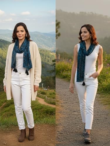 KE KANHA EXPORTS scarf for women stylish | Scarf For Women | face mask | Printed Fancy Tassle Full Face Cover | Head | Hair Face Protection | Sun Protection in summer & Winter | Lightweight