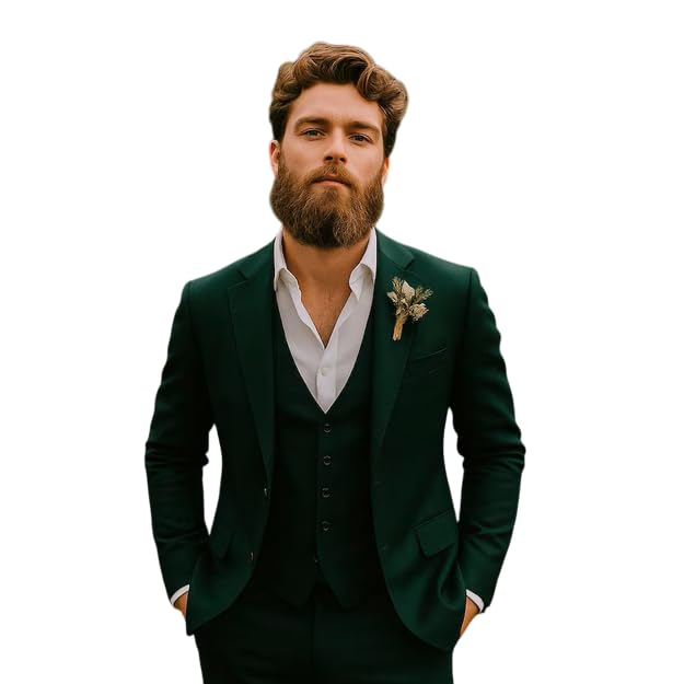 Men Suit 3 Piece Formal Fashion Party Wear Tailored Groomsmen Green Slim Fit Wedding Suit