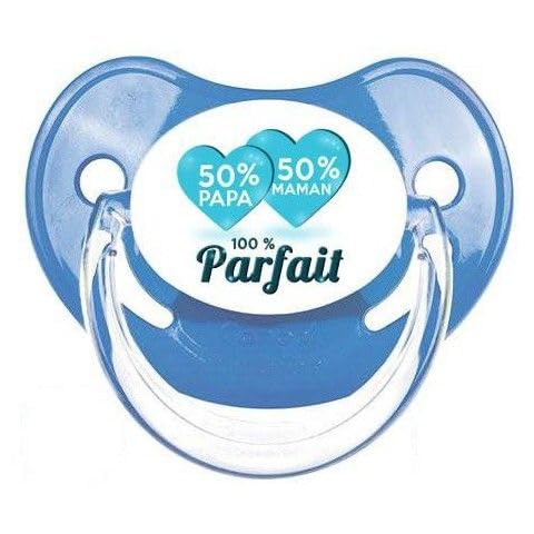 Tétine sucette bébé message 50% Papa 50% Maman 100% Parfait P096