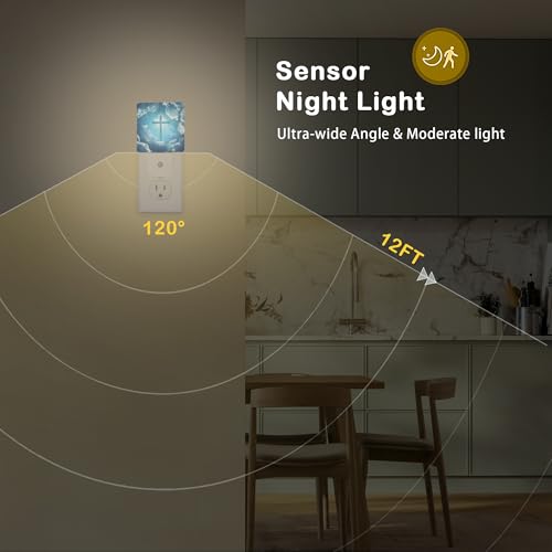 Image of Cross Heaven Night Light with Dusk to Dawn Light Sensors, Plug-in Wall Led Night Lights, Energy Efficient Lamp for Bedroom /Bathroom /Kitchen /Hallway /Stairs