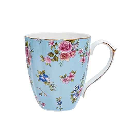 Stonelainy Kaffeetassen aus Knochenporzellan Knochenporzellan Muttertagsgeschenke Weihnachtstassen Geburtstagsgeschenke für Frauen Freunde (blaue Blumentasse) Cover