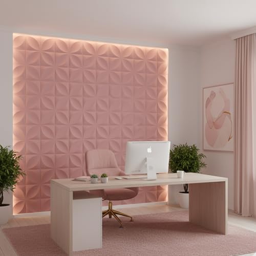 Image of Kayra Decor Wall Panels for Bedroom Butterfly Design Blush Pink Color 19.7 inch x 19.7 inch (Pack of 40) - Covers 107.80 Sq. Ft.