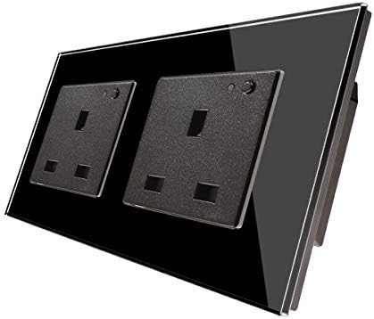 CNBINGO WiFi Double Socket, Smart Switched Socket with Indicator,Smart Life App Control,Timer,Wall Power Socket Work with Alexa/Google Home,Black Glass Panel,Outlet AC 13Amp 240V