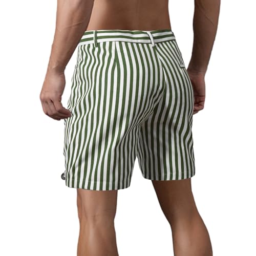 Oymyakon Men'S 6 Inch Cotton Casual Shorts Classic Fit Striped Flat Front Shorts Summer Beach Shorts With Pockets thumb #2