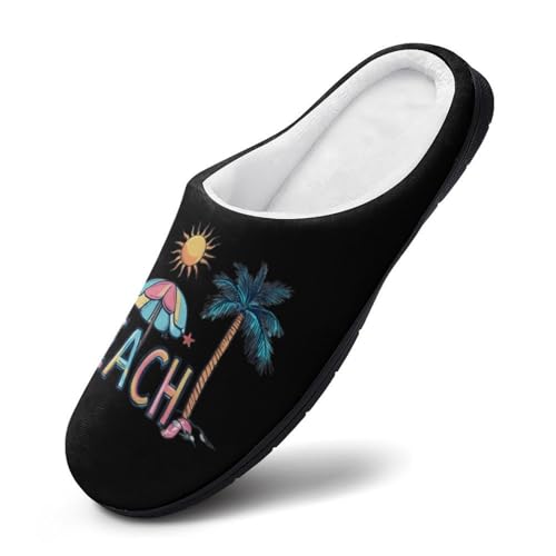 Life Cute Beach Women's Cotton Slippers Indoor Outdoor Slip-on Warm House Shoes with Anti-Skid Rubber Sole3