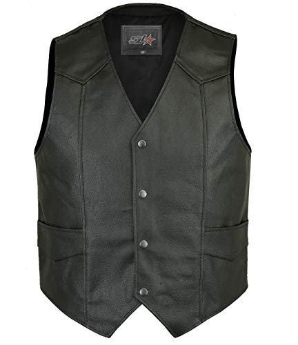 Gilet de moto en cuir noir homme taille L coupe-vent confortable