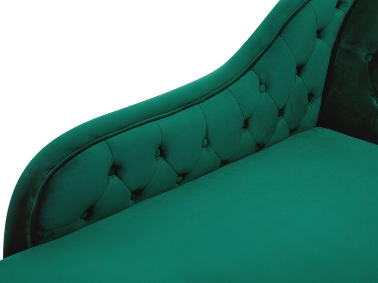 Image of Velvet Modern Chesterfield Chaise Lounge Couch 166 X 63 X 76 for Your Loving Space (Green, Right Arm)