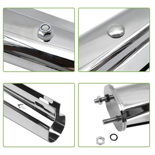 Image of Chrome Straight Spring Loaded Mud Flap Hanger Fit for Semi Trucks, 2-1 /2 inch 2.5 inch Bolt Spacing,30 inch Length with Reflective Strip Sticker, Right & Left Side, 2PCS