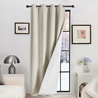 Deconovo Thermal Door Curtain 84 Inch Drop, Full Blakcout Curtain with Thick Microfiber Lining, Eyelet Curtain, Double Layer Windproof Soundproof Curtain for Door, 52 x 84 Inch(WxL), Black, 1 Panel