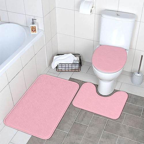 Alfombras de baño en forma de U color rosa para una ducha cómoda y cálida 8