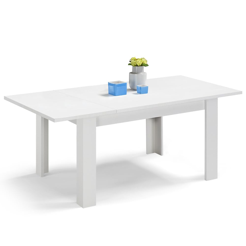 REDÒKASA Tavolo allungabile da pranzo 110x70 fino a 150 cm modello N1 MADE IN ITALY design moderno ideale per cucina, soggiorno e sala da pranzo (Bianco Frassino)