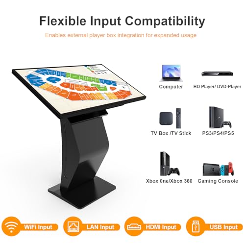 Image of 43 Inch Touch Screen Kiosk, 10pt PCAP Touch Screen Digital Signage, Plug&Play K-Style Indoor Digital Signage, Interactive LCD Display Signage, CMS /U-Disk Publish Content, Split Screen, Android 11