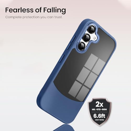 Image of KARWAN️Fusion Edge Leather Transparent Mobile Back Case | Slim Fit | Anti-Fingerprint| Scratch-Resistant | Premium Grip | Shockproof case | Back Cover for Samsung Galaxy S24 Plus || Blue