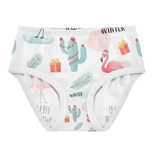Kids Underwear, Flamingos Winter Hats Toddler Briefs, Cotton Underwear for Girls, 2T–8 Years