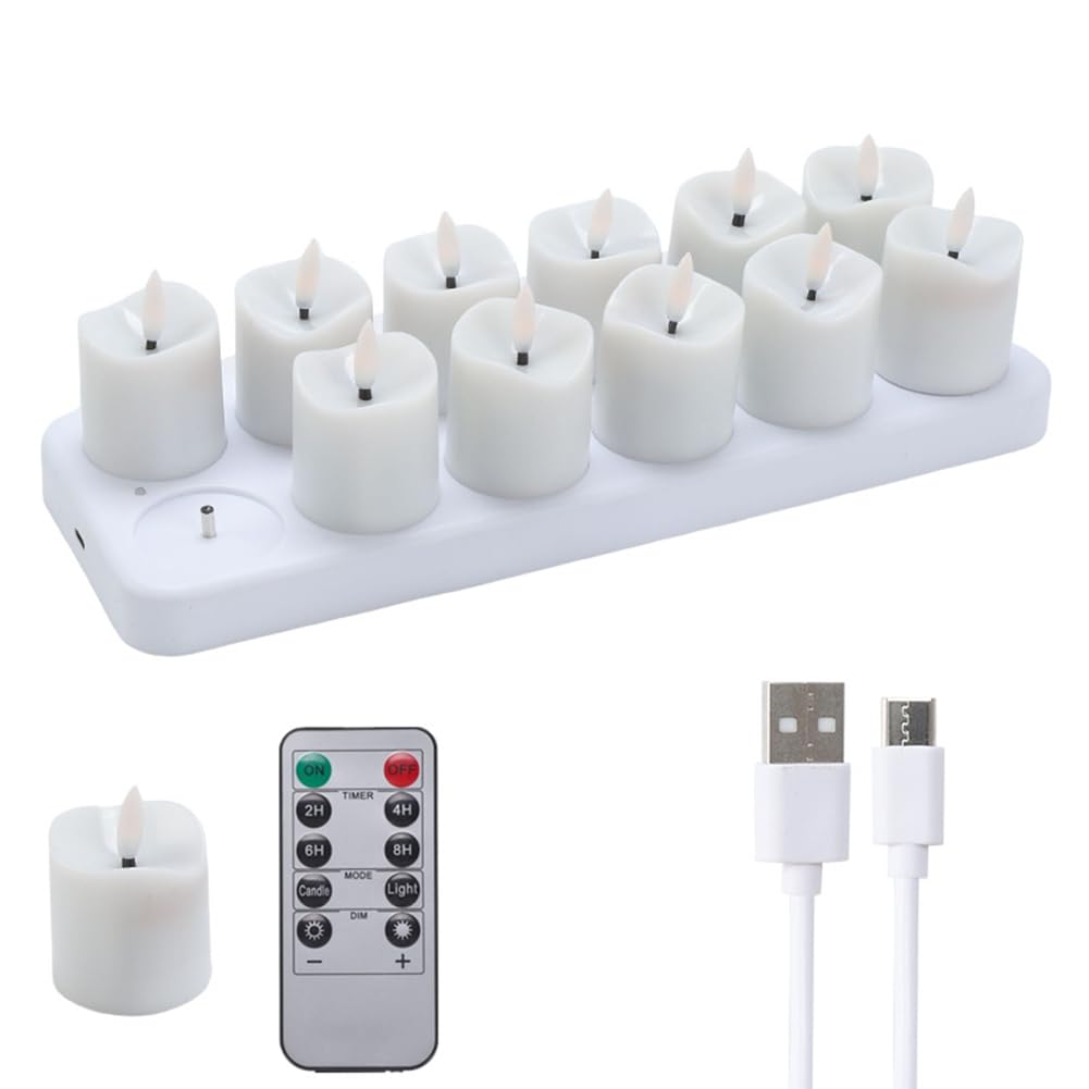 Hndhbfgrt Flameless Rechargeable Tea Light Candles 12Pcs with Charging Station, Remote& Timer LED Tea Lights Tealight