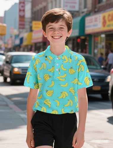 Boys Polo Shirts Hawaiian Golf Clothes Fashion Short Sleeve Kids Cool School Uniform 5-14T3