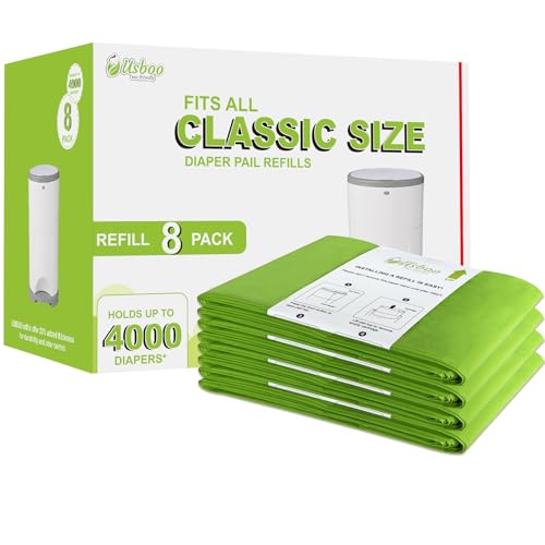 Image of USBOO Refills Compatible with Dekor Classic Diaper Pail | 8 Pack | Disposable Diaper Pail Refill | Extra Thickness | Quick & Easy to Replace | Cherry Blossom Scented | Holds up to 4000 Diapers