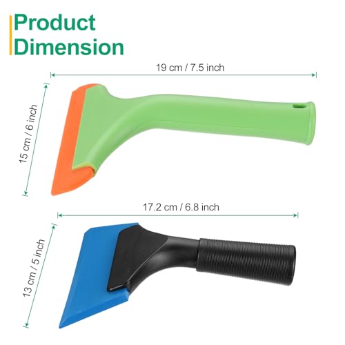 Image of uxcell Small Silicone Shower Squeegee for Glass Doors, 6 inch Bath Squeegee with 5 inch Small Rubber Window Shower Squeegee for Bathroom Window Mirror, Green /Orange,Black /Blue