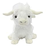 WinAdiGoo White Highland Cow Stuffed Animal 10 inch Realistic Cattle Plush Doll Farm Toy Gift