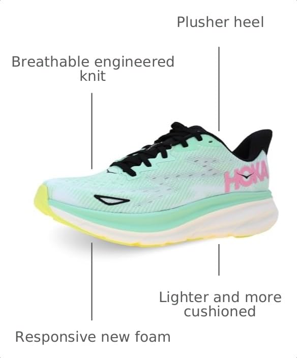 Image of Hoka Women's Clifton 9 Mint Fluorite /Snow Melt 9.5 Medium
