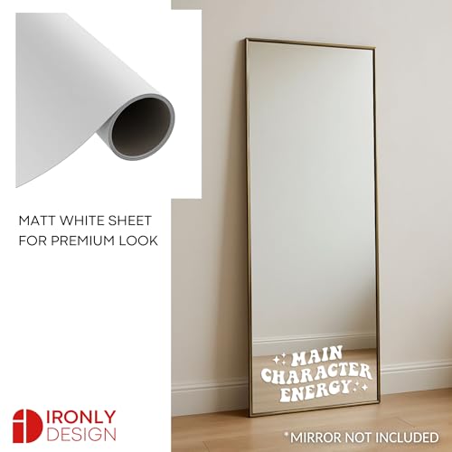 Image of Sticker for Glass & Mirrors| Minimal Vinyl Decal for Bedroom Bathroom & Cafe | Self-Adhesive Waterproof Quote Mirror Sticker | Aesthetic Decals (Main Character Energy, Small, Matt White)