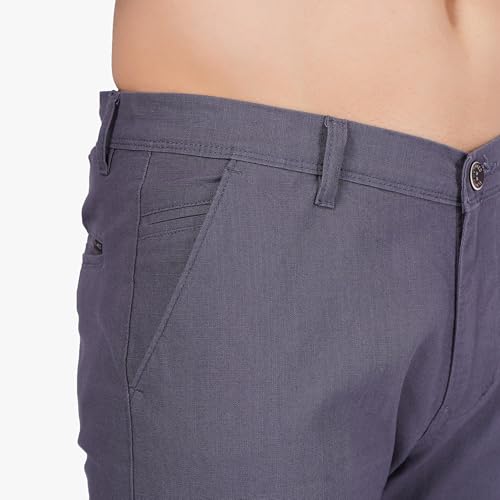 Image of Men's Regular Fit Linen Trousers | Slim Fit Lightweight Casual Pants | Stylish Dress Pants for Office or Travel | Premium Luxury Linen Trouser Pant with Breathable Comfort