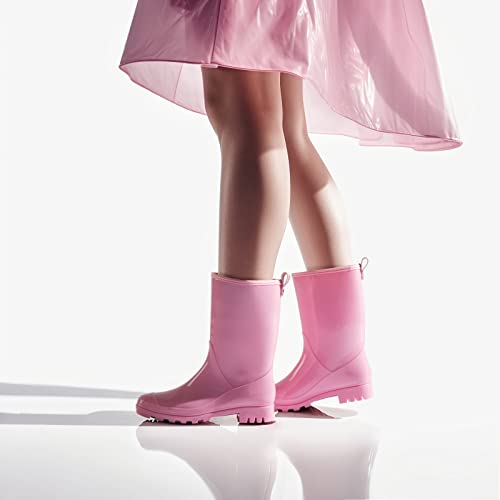 Hisea Women's Mid Calf Rain Boots Waterproof Garden Rain Shoes Anti-Slipping Rainboots For Ladies With Comfort Insole Short Wellies Outdoor Work Boots, Size 9 Light Pink #TOP4