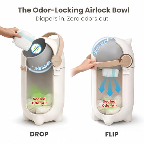 iTouchless Odor-Locking Diaper Pail - 2026 Award-Winning Ag+ Silver Ion Nursery Bin - Fits Any Bag, No Refills Needed - Includes 20 Leak-Proof Bags (Hold 300 Diapers) - Boho White Baby Registry Gift by iTouchless - Image 3
