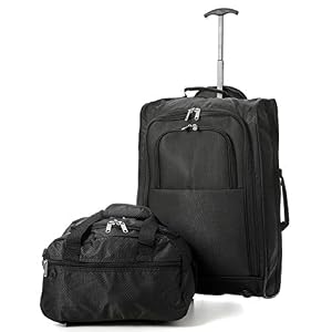 Eono EONO Essentials Ryanair Kabinentrolley Boardtrolley, zugelassen für Ryanair, 35x20x20cm Reisetasche plus Trolley 55x40x20 Handgepäck Reisegepäck Set - Nehmen Sie beide mit!