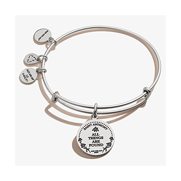 Alex-and-Ani-Divine-Guides-Expandable-Bangle-Bracelet-for-Women-Saint-Anthony-of-Padua-Charm-Rafaelian-Finish-2-to-35-in Alex and Ani Divine Guides Expandable Bangle Bracelet for Women, Saint Anthony of Padua Charm, Rafaelian Silver Finish, 2 to 3.5 in
