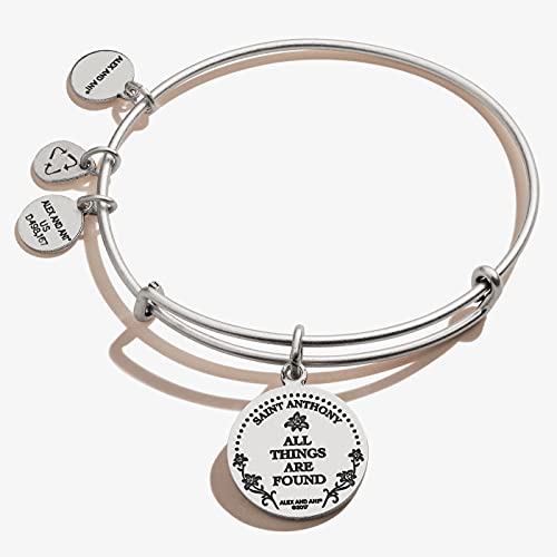 Alex and Ani Divine Guides Expandable Bangle Bracelet for Women, Saint Anthony of Padua Charm, Rafaelian Finish, 2 to 3.5 in2
