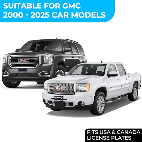 Front Bumper License Plate Bracket for GMC 2000-2025, Plate Holder Set w 6 Unique Screw Bolts & Wrench Kit, License Tag Mounting Kit, Quality Plate Holders, Premium Car & Truck Accessories - Thumbnail 6