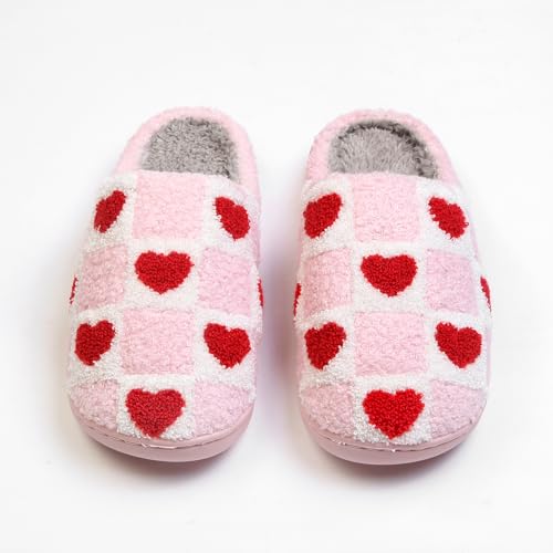 Image of Women's Men's Happy Face Heart-shaped Cat Slippers - Retro Leopard Print, Memory Foam, Soft Plush, Warm, Anti-Slip Home Shoes
