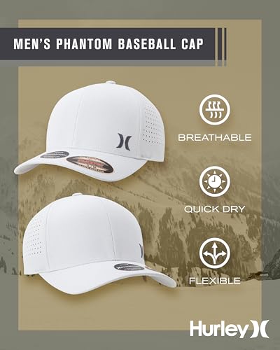 Image of Hurley Men's Baseball Cap - Sweat-Wicking Fitted Baseball Hats for Men (S-XL)