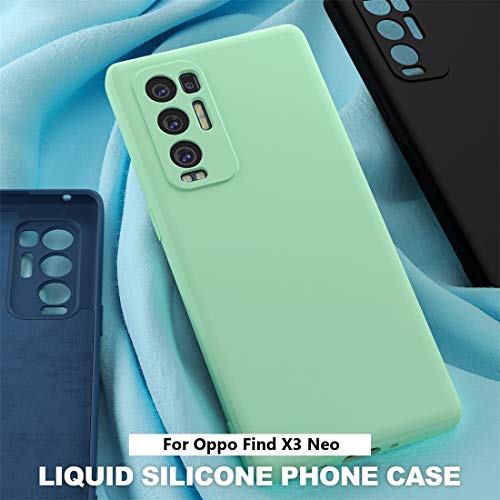 Cresee Compatible con Oppo Find X3 Neo 5G, funda de silicona para teléfono móvil con [protección de cámara] [interior de fibra] Carcasa fina antiarañazos antigolpes para Find X3 Neo, verde
