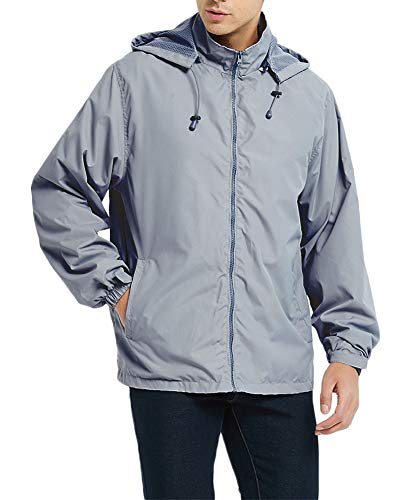 Mens Lightweight Windbreaker Waterproof Rain Jacket with Removable Hood4