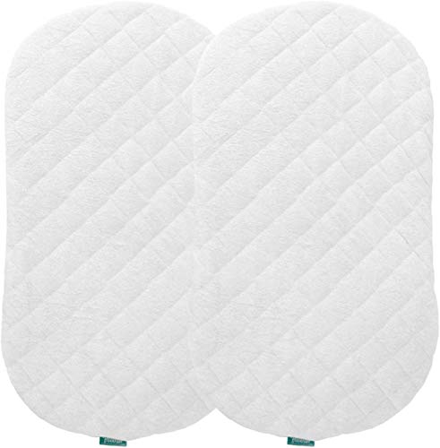 Biloban Waterproof Bassinet Mattress Pad Cover(18"x30"), 2 Pack, Ultra Soft Rayon Surface, Quilted Bassinet Mattress Protector Fit for Halo Bassinest Swivel Sleeper, White by Biloban - Used condition - CA$21.05