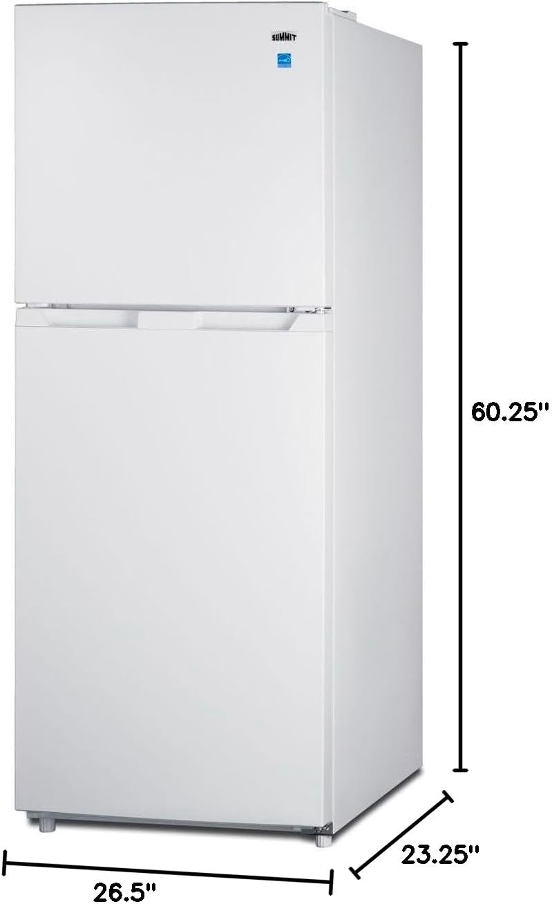 Summit Appliance FF1088WIM 24" Wide Top Mount Refrigerator-Freezer with Icemaker, 10 cu.ft, Defrost Type, Stainless Steel Look, Frost-free Operation, ADA Compliant, Interior Light (White)